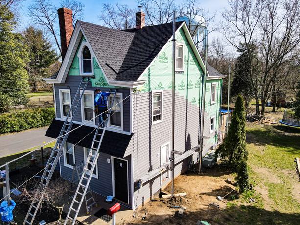 Aerial view of a South Jersey exterior installation