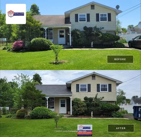 Before and after New Jersey home siding project